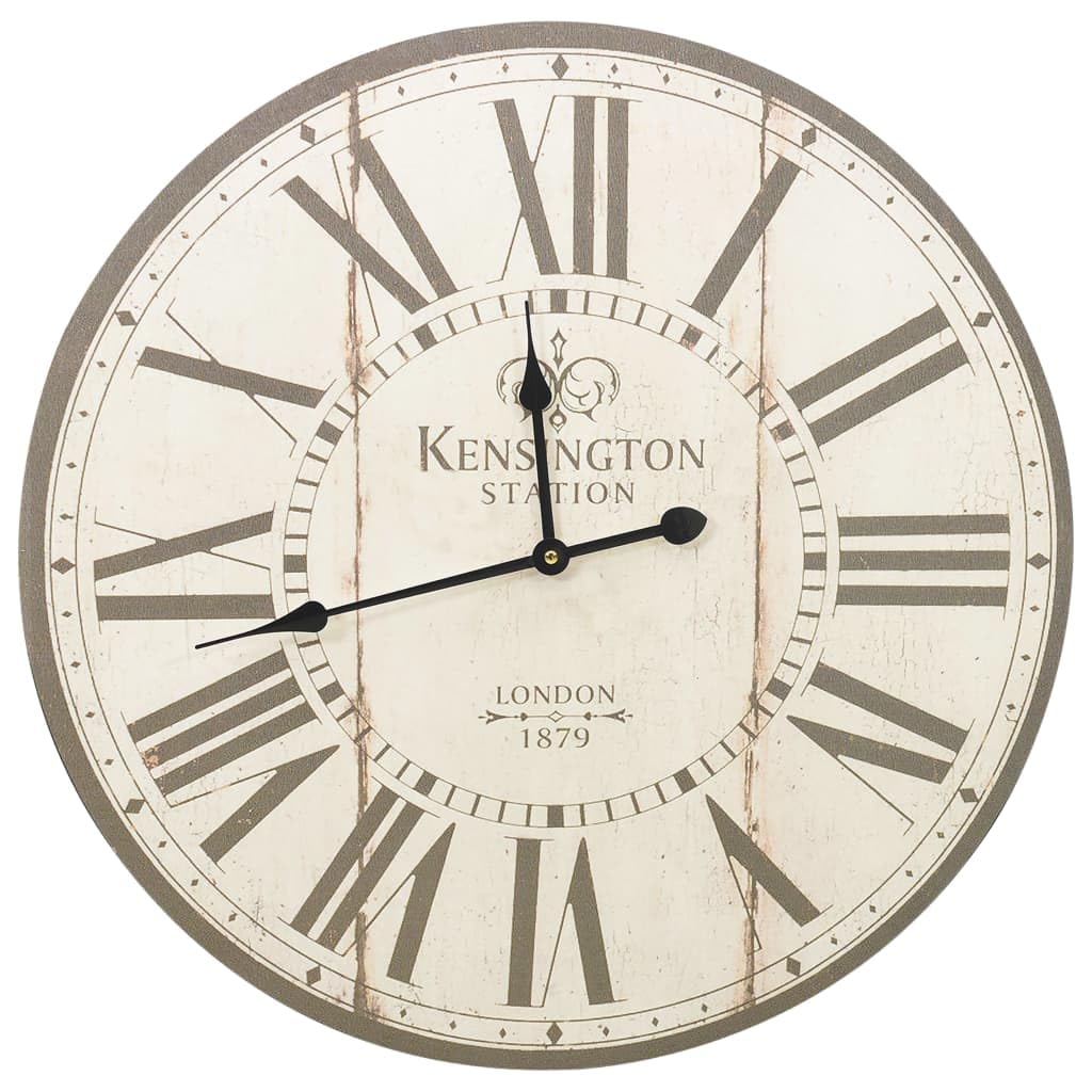 vidaXL Vintage Wall Clock London Interior Home Office Decor Easy Read Wall Mounted Hanging Giant Round Analog Number Clock Bedroom Decoration
