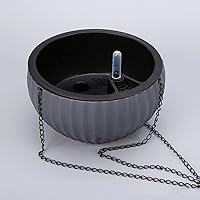 Vista 6 de ZH-002 - Paquete de 1 cesta colgante redonda negra de 8.3 pulgadas, maceta colgante de metal, maceta de plástico de cerámica de imitación, maceta