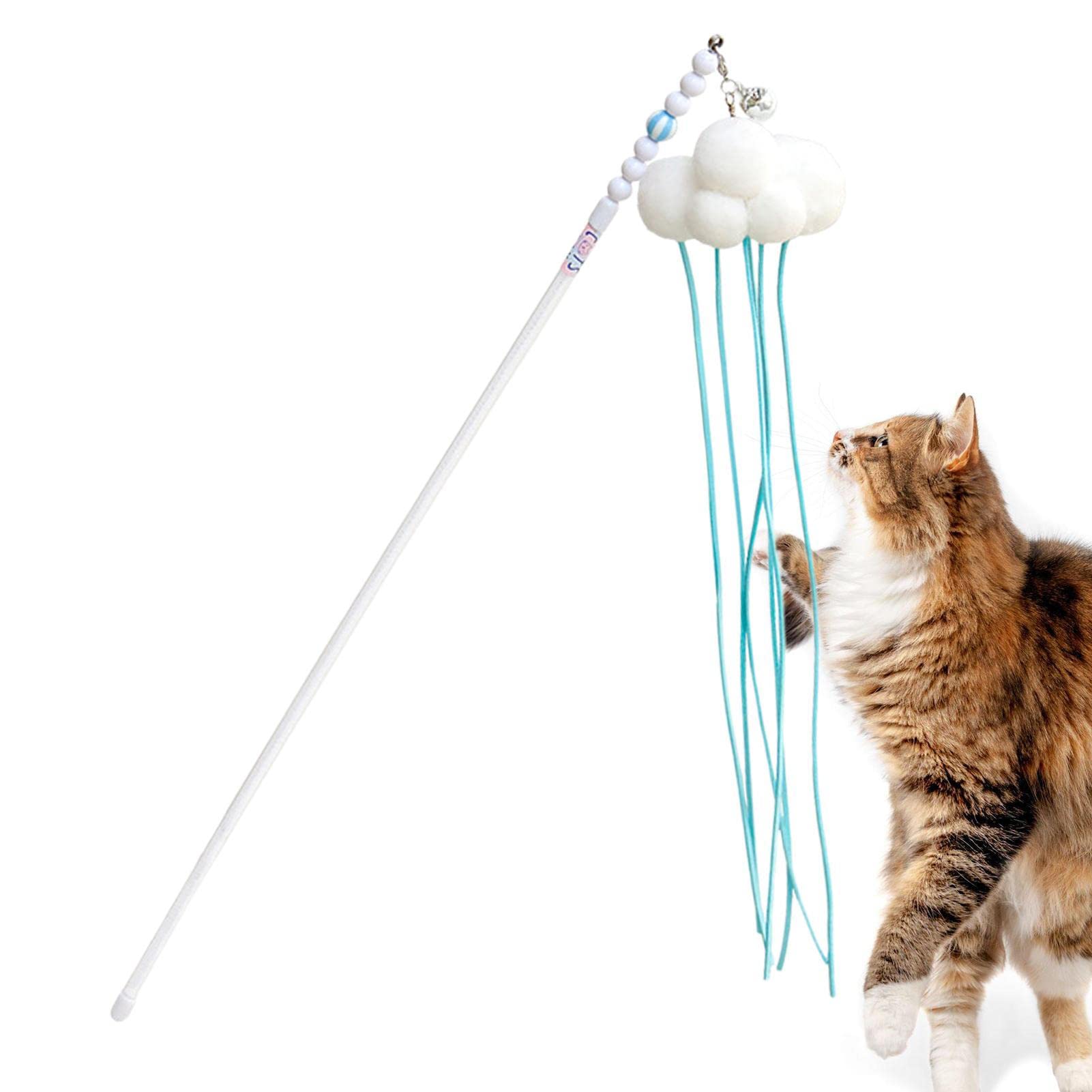 ZIYUAN Cat Fishing Pole Toy - Interactive Cat Toy with Bell and Tassel - Pets Interactive Toy Colorful Kitten Ribbons Teaser Wand for Playing and Training, Bells Toys for Cats