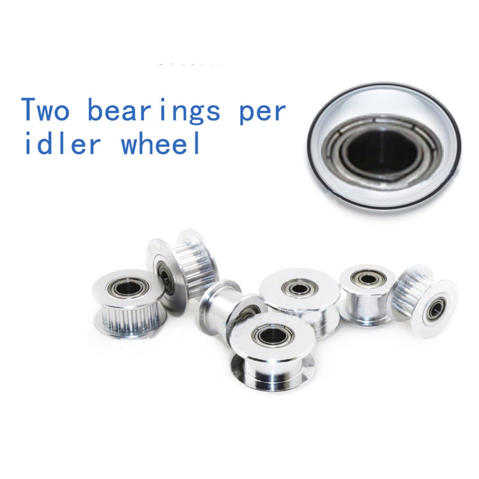 SSIMOO 16T/20T GT2 Synchronrad Riemenscheibe Aluminium Zahnriemen Rundriemen Glatte Umlenkrolle mit/ohne Zahn 3D-Drucker Zubehör Kindly (Size : 20T 6W 3B, Color : 10 Pcs-with Teeth)