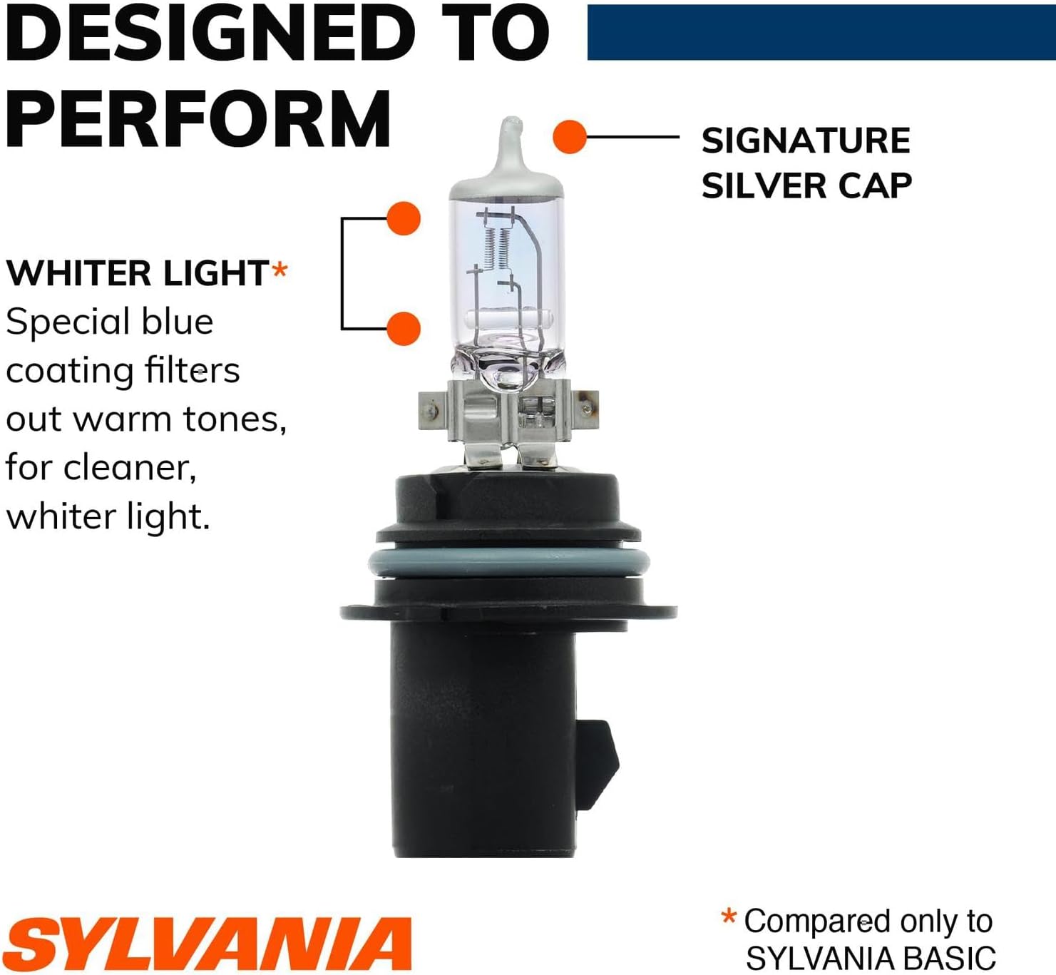 SYLVANIA - 9007 SilverStar - High Performance Halogen Headlight Bulb, High Beam, Low Beam and Fog Replacement Bulb, Brighter Downroad with Whiter Light (Contains 2 Bulbs)