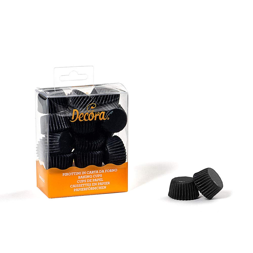 DECORA 0339640 200 Baking Cups Bon Bon Black 27 X 17 MM
