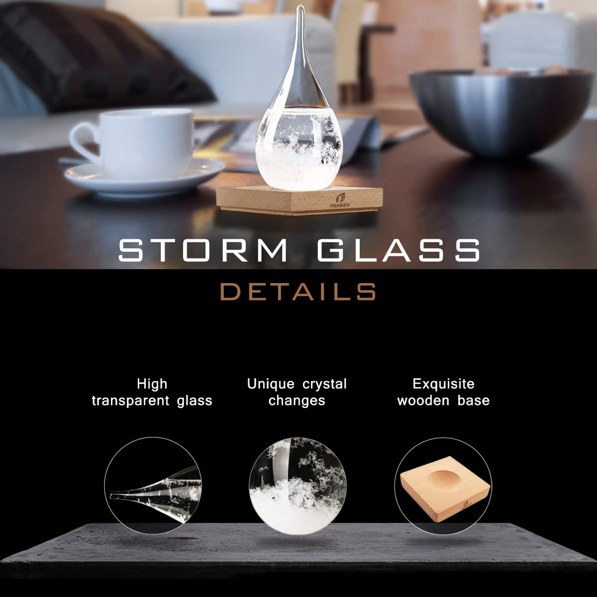 Storm Glass Weather Predictor, Teardrop-Shaped Weather Globe Home/Office Desktop Decoration, Christmas Decor Snow Globe Weather Forecast Station, Unique Christmas Gifts