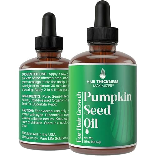 Pumpkin Seed Oil For Hair Growth. Cold-Pressed, Vegan Topical Serum For Thickening, Moisturizing, Strengthening. Women + Men Scalp Treatment For Weak, Dry Hair 2oz