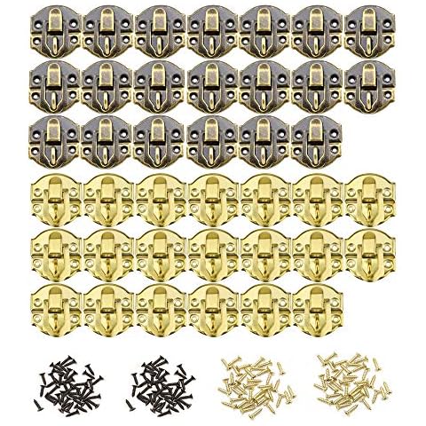 HOWDIA 40pcs Decorative Antique Brass Latch Lock Set Cover