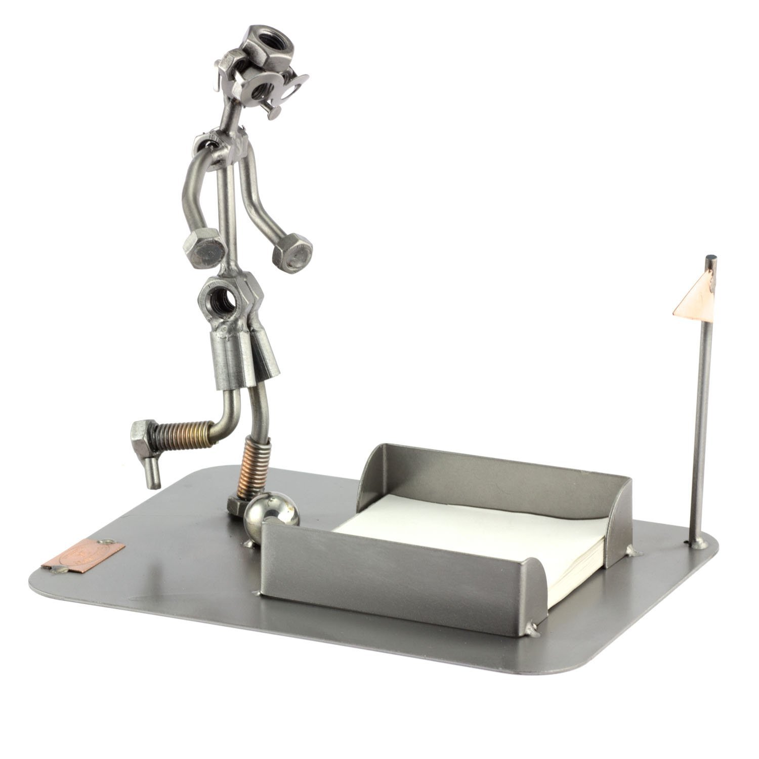 Steelman24 I Schraubenmännchen Fußballer Zettelbox I Made in Germany I Handarbeit I Geschenkidee I Stahlfigur I Metallfigur I Metallmännchen