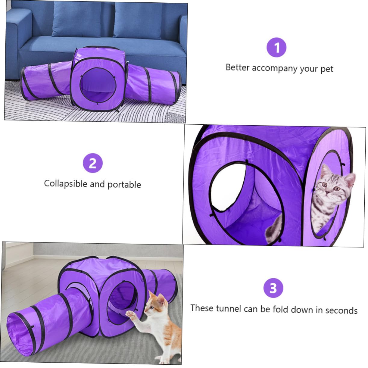 3 Stück Katzentunnel Spielzeug Aus Reißfestem Polyester Mit Knisterpapier Faltbar Stabiler Stahldrahtrahmen Interaktives Für Katzen Und Kätzchen