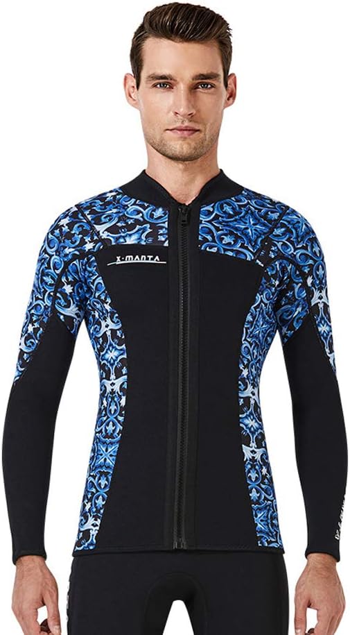 Huanxin Wetsuit Men Top 3Mm Neoprene Wetsuit Jacket Long Sleeve Surfing Tops,a,L