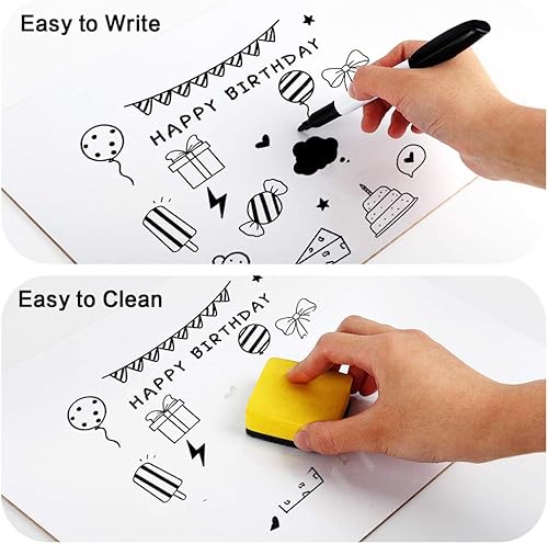 Miniatura 4 de HERKKA - Tableros portátiles de borrado en seco, paquete de 8 pizarras de doble cara de borrado en seco de 9 x 12.5 pulgadas, 8 marcadores, 8