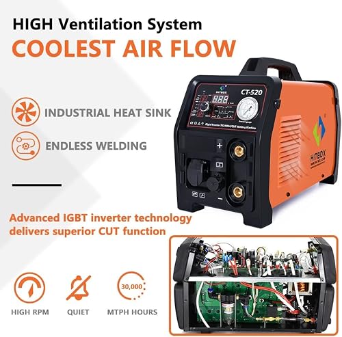 Foto von HITBOX CT520 Plasmaschneider 4 in 1 50A HF Kontaktzündung Plasmaschneider 200 A Pulse WIG Schweißgerät MMA E-Hand IGBT Inverter Schweißgerät mit Fußschalter, 2T/4T, 3 Jahr Garantie