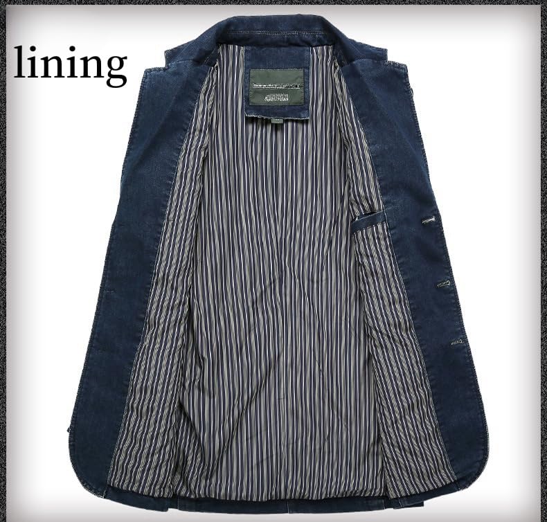 Blazer pour Hommes Coupe Régulière Veste en Jean Vieilli Col Cranté Classique Veste De Costume en Jean À Deux Boutons Manteau De Sport Décontracté Smoking avec Poche