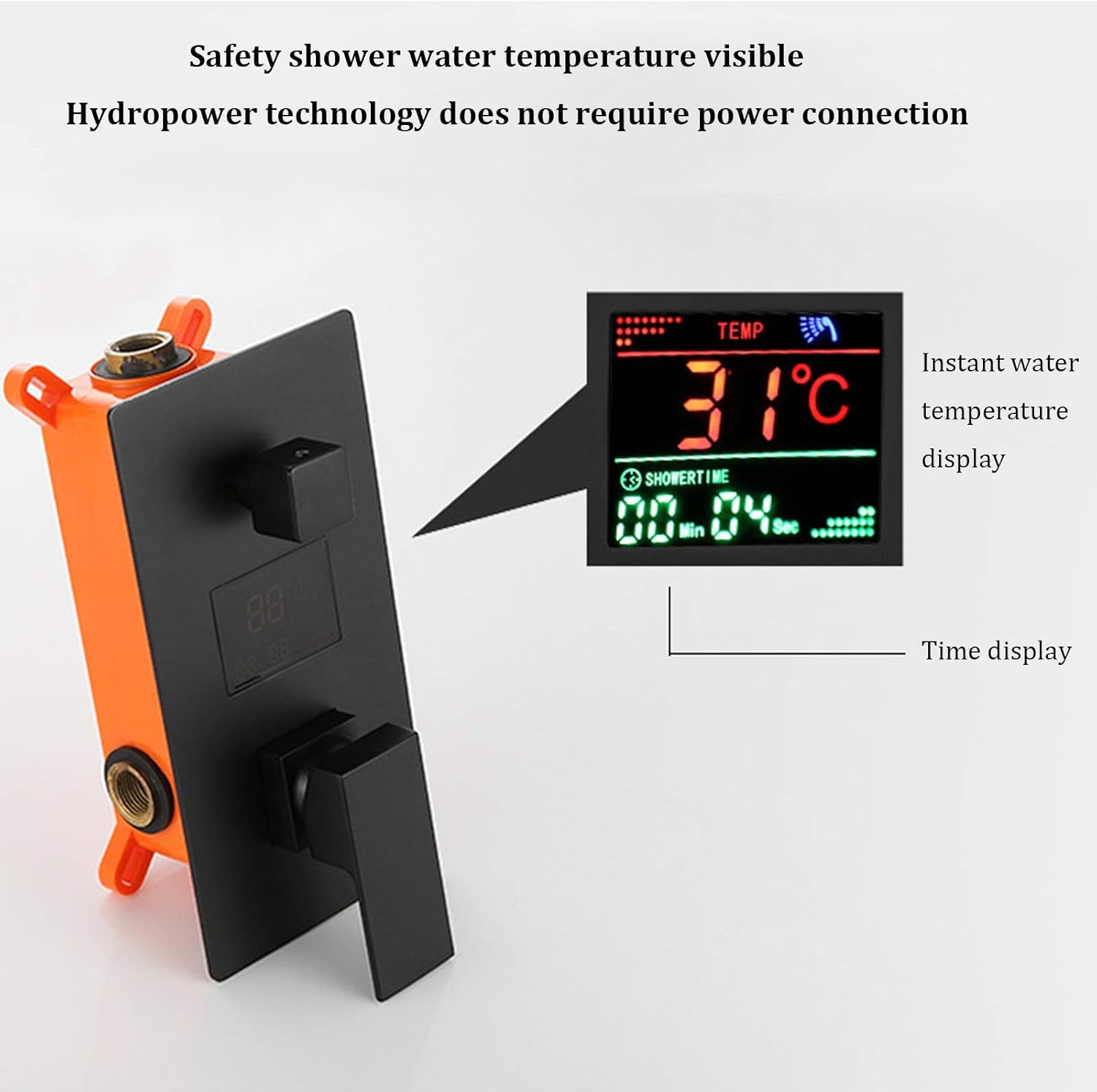 Digital Display Shower Combo Set Wall Mounted Black Bathroom Shower Faucet Set with 10 Inches Stainless Steel Shower Head, Handheld Shower, Tub Spout, Embedded Box