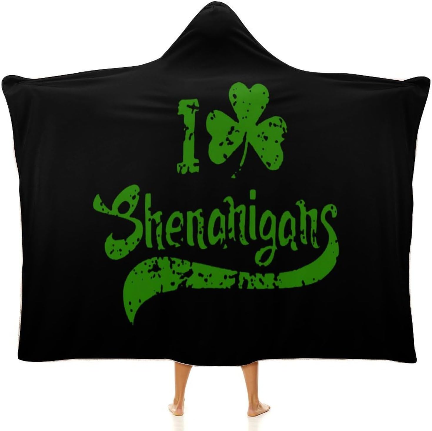 I Shamrock Shenanigans Fashion Wearable Blanket Hoodie Fleece Throw Cloak Robe Unisex