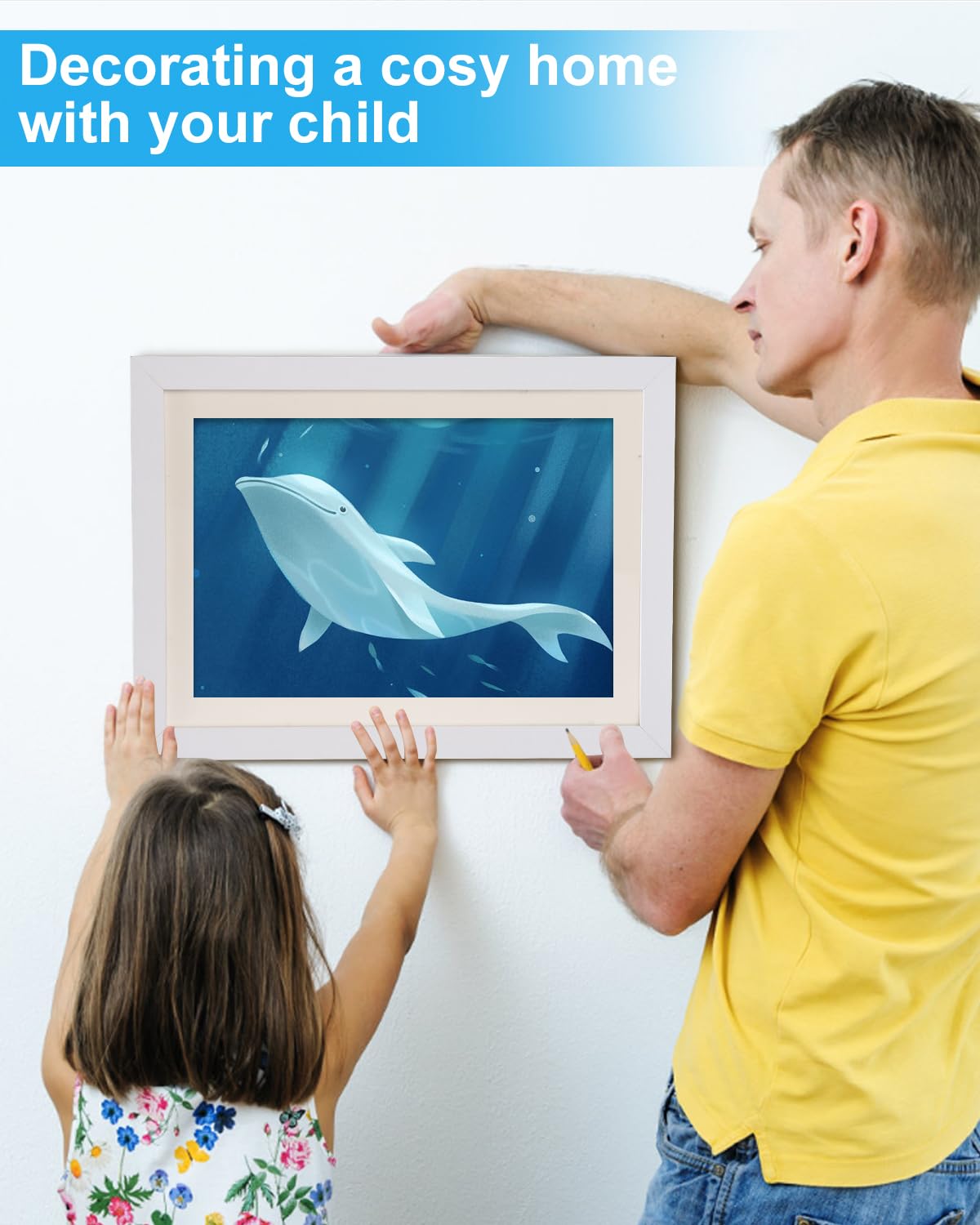 LEAZZLE Cornici artistiche per bambini da 2 pezzi, disegni A4Cornice d'arte antitraccia (bianco)