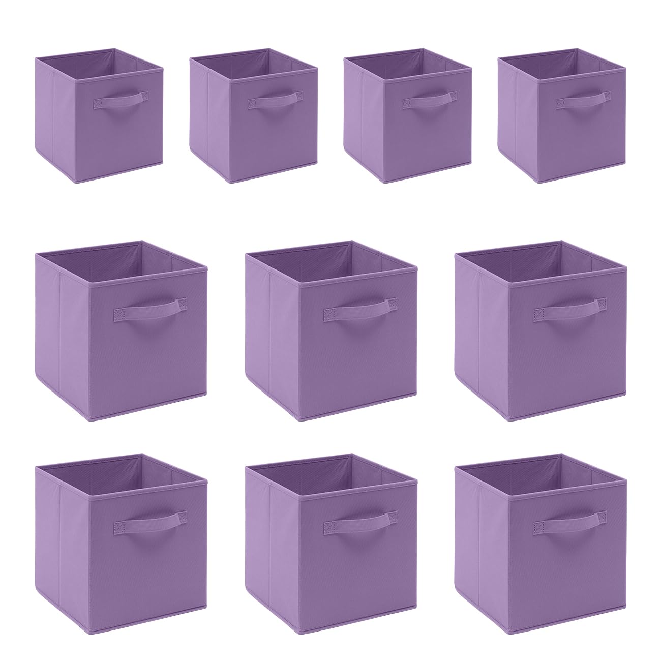 BonChoice Foldable Storage Cubes Boxes with Handle for Home Organization, Fabric Wardrobe Storage Box Organizer Basket Bins for Clothes Toys Towels, Collapsible&Durable (10, Light Purple, 30x30x30cm)