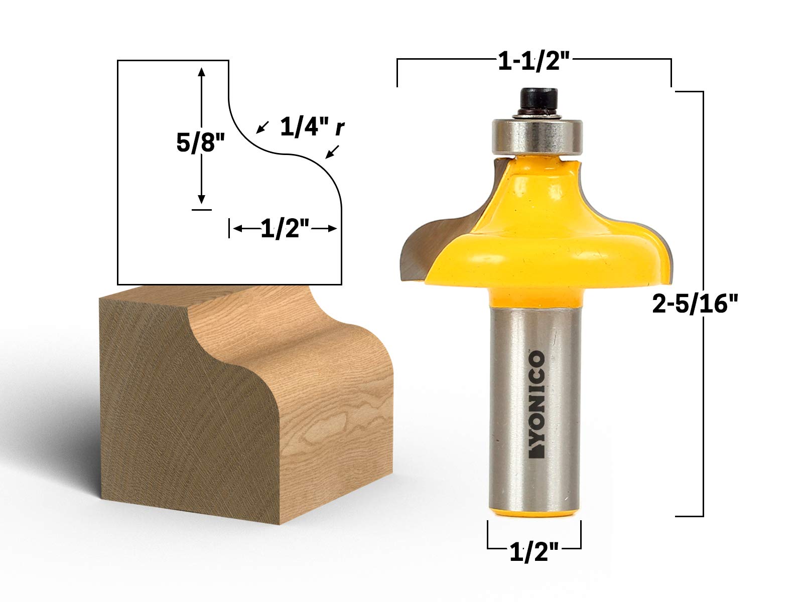 Yonico Ogee Router Bit - 1/4" Radius -2