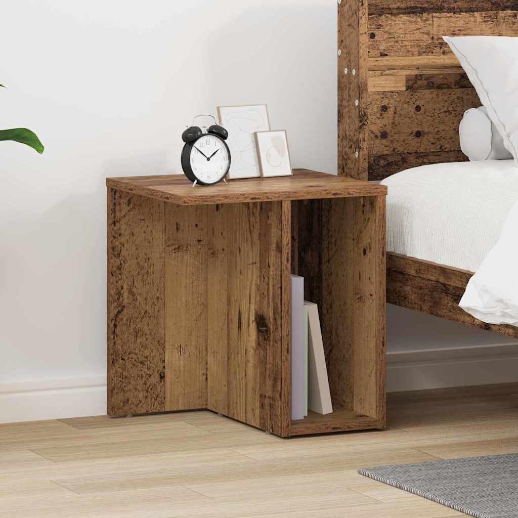 Mesa auxiliar con aspecto de madera antigua, 37 x 32 x 40 cm, moderna mesa de centro de madera con espacio de almacenamiento, mesita de noche pequeña para salón y dormitorio, mesa estable