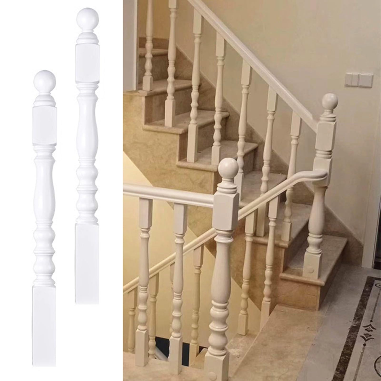 Stair spindles, Indoor Stair Railing Newel Post, Wooden Balusters for Staircase