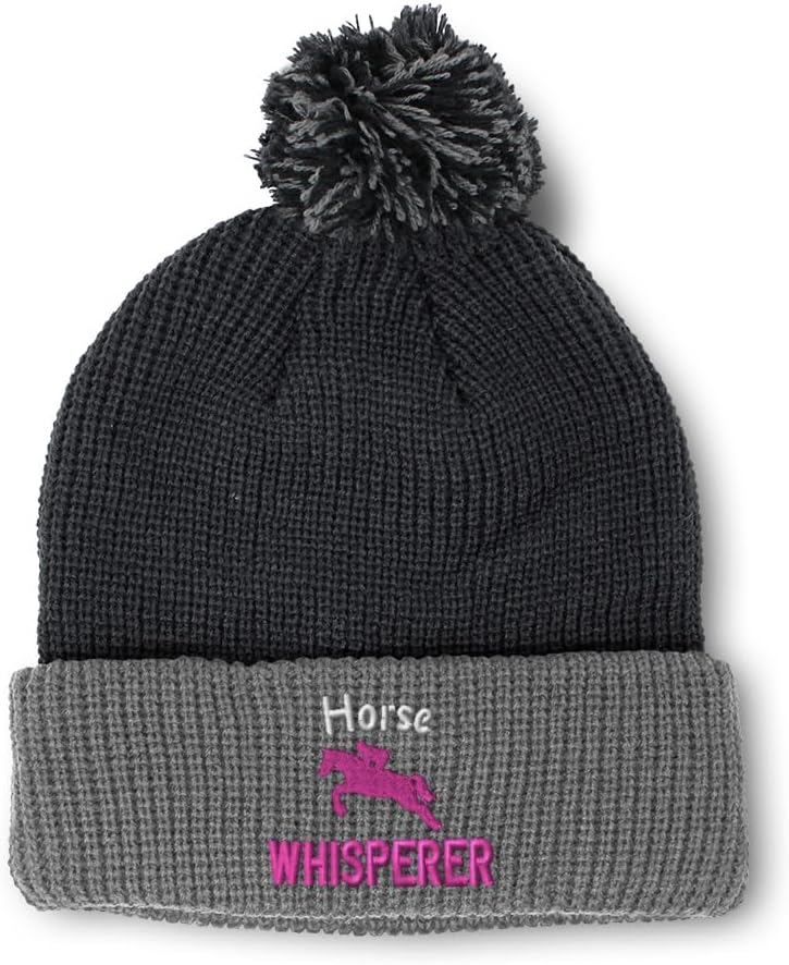 Speedy Pros Pom Pom Beanies for Women Horse Whisperer Skull Cap Winter Hats for Men Acrylic 1 Size