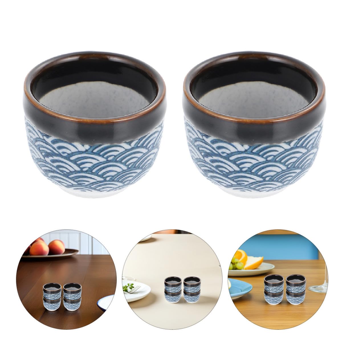 Set di 4 Bicchieri di Ceramica Tradizionali per Sake Giapponese da 35ml, Adatti per Acqua Calda, Utili e Pratici, per Uso Domestico e caffè