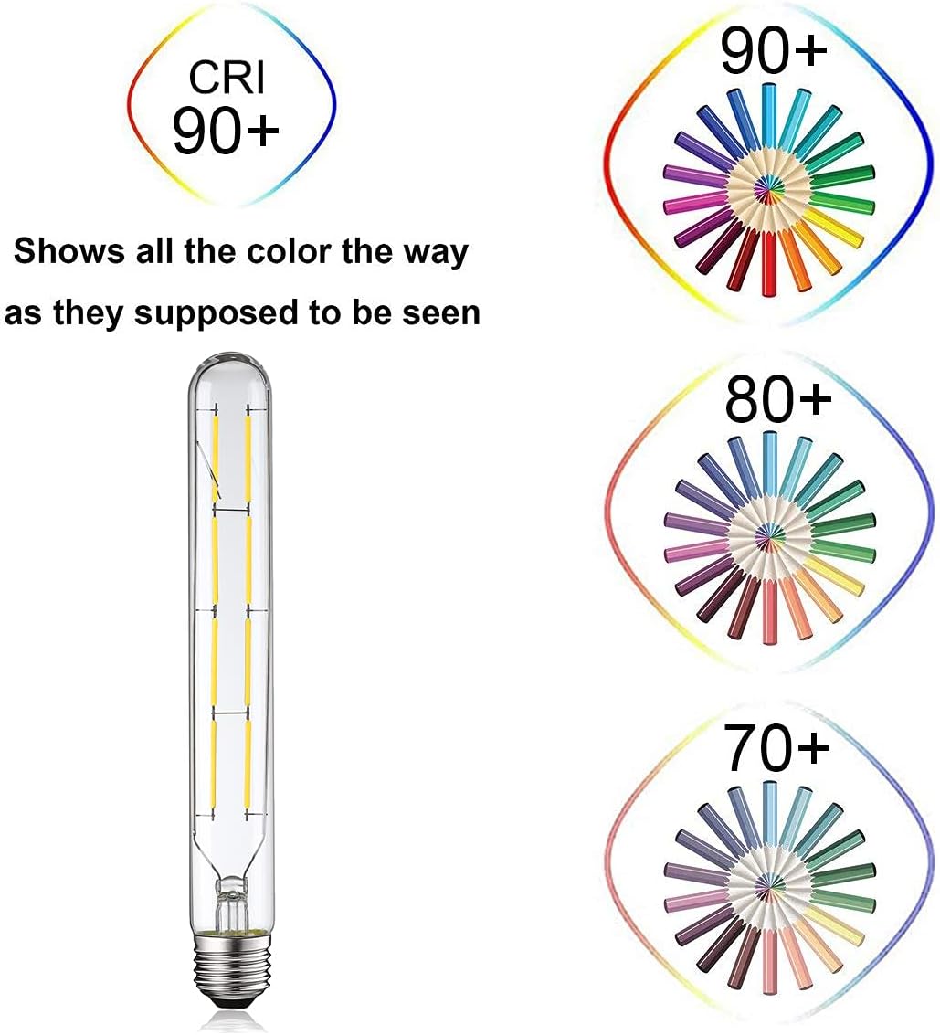 XININSUN Dimmable T10 Led Bulbs, 8.9 Inch Long Tubular Bulb,60-75 Equivalent,800LM,E26,4000K Daylight,Clear Glass,for Cabinet Display Cabinet etc, 4 Pack.