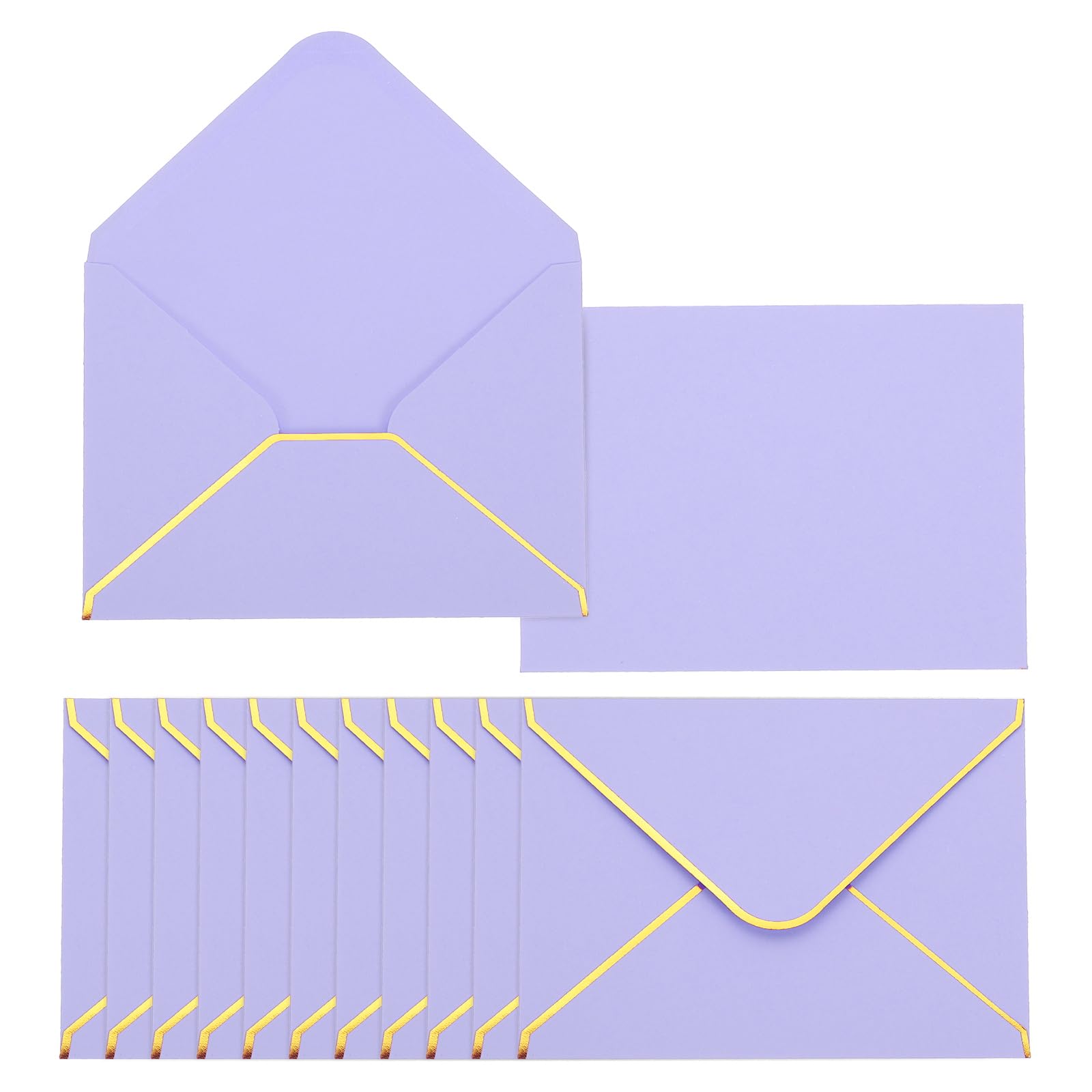 PATIKIL 100 Pack A6 Envelopes, 4x6 Card V Flap Envelope Round Edge Small Valentine Envelopes Self Seal with Gold Border for Office Wedding Card