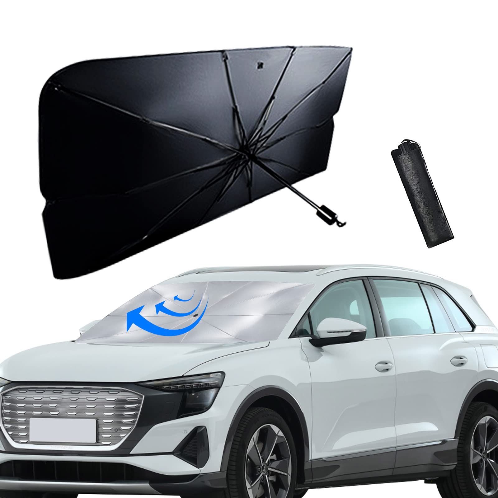 ZKFAR 1 PC Windshield Sun Shade for Car, Foldable Reflective Sunshade for Car Front Window Protect Vehicle from UV Sun and Heat, Fit Most Vehicles Car Accessories (55 x 31 inches)