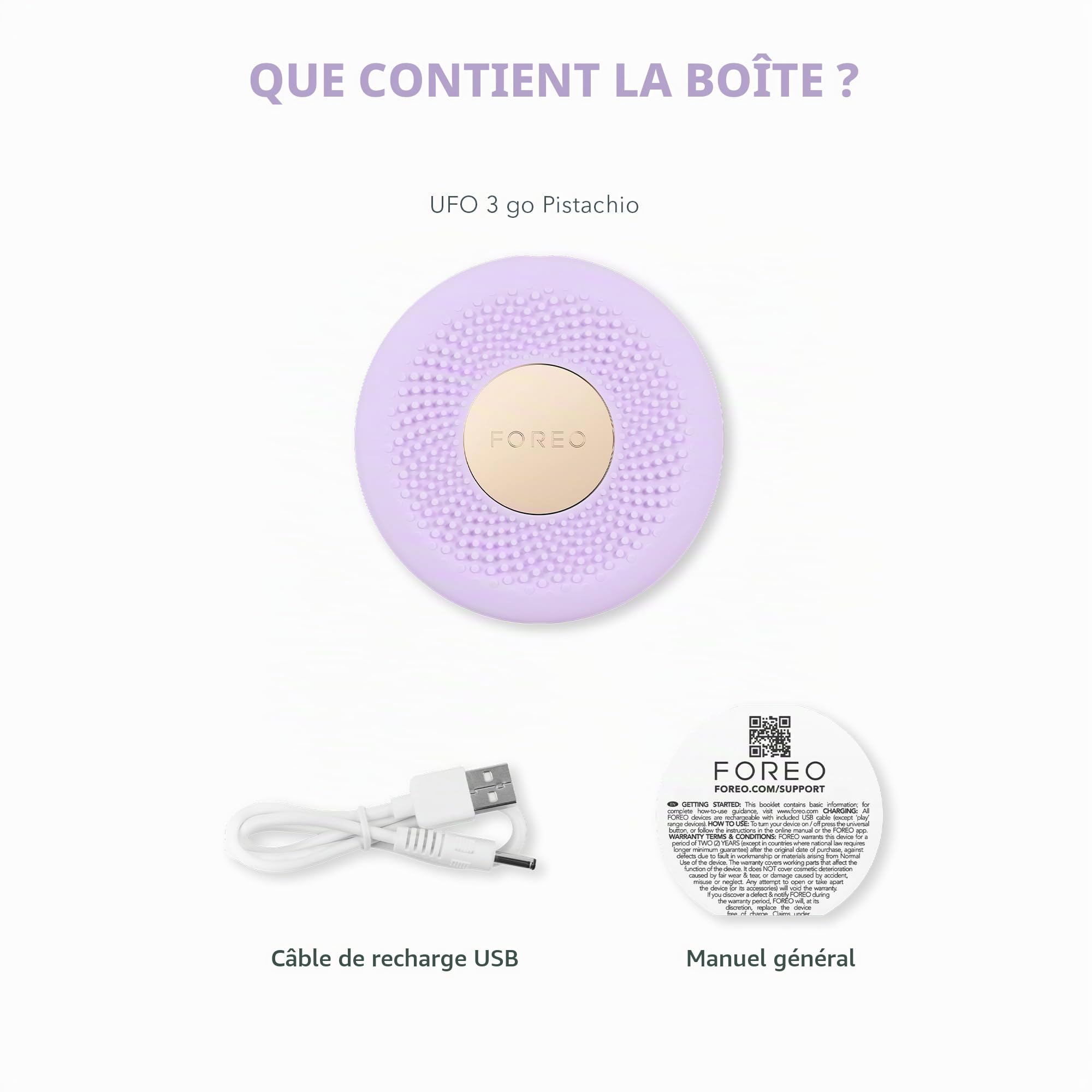 FOREO UFO 3 go masque hydratant visage de voyage - Anti-âge - Luminothérapie LED à spectre complet et lumière rouge - Thermothérapie - Massage visage T-Sonic - Compact - Connecté par application