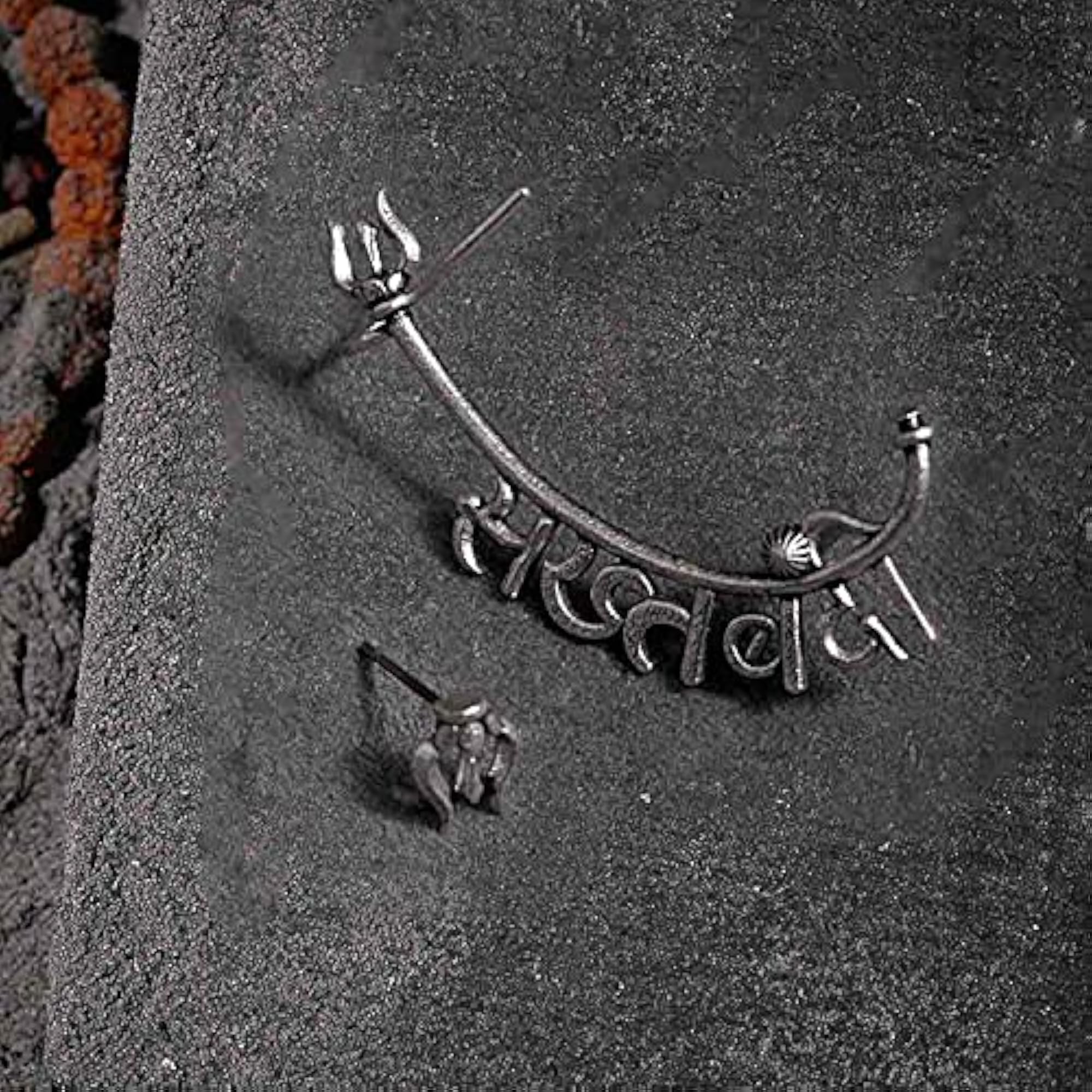 Brass Oxidised Moksh Earrings for Women