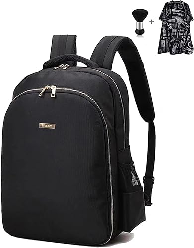 Miniatura 8 de Bolsa de suministros de peluquero con 1 cepillo de barra y capa de barbero, accesorios de peluquería portátil, mochila para cortaúñas y suministros,