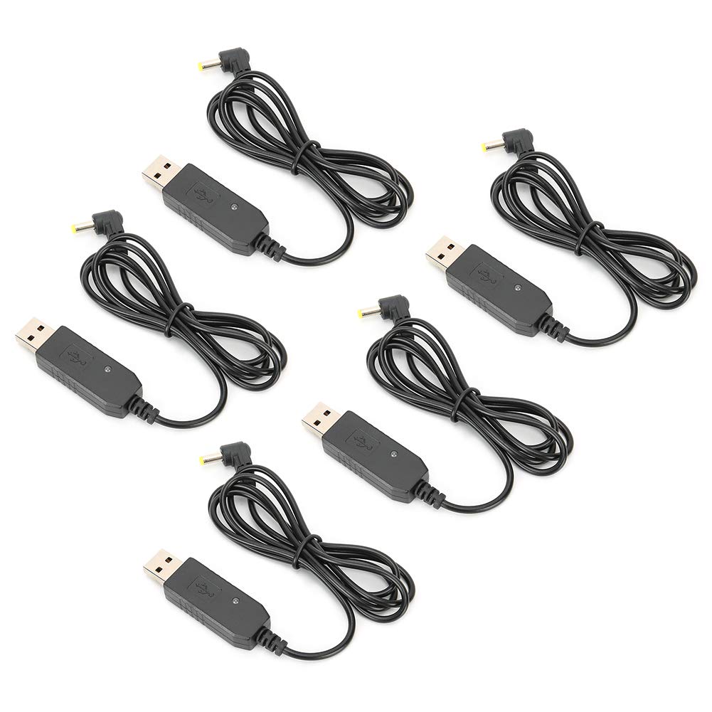 USB Charging Cable, 5Pcs Two Way Radio Receiver Lengthen Battery Cable Pro Manfacturing High Reliability Widely Compatibility Charging Cable with High Performance
