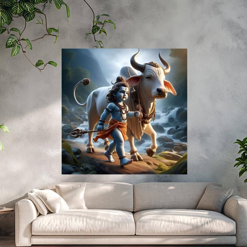 Image of British Terminal Cute little Bal Gopal Baby God Krishna| Kanha Ji | Laddu Lord Makhan Chor Painting Religious Poster for Pregnant Women for wall (matt thin vinyl,sticker,multicolor,unframed)| bj238