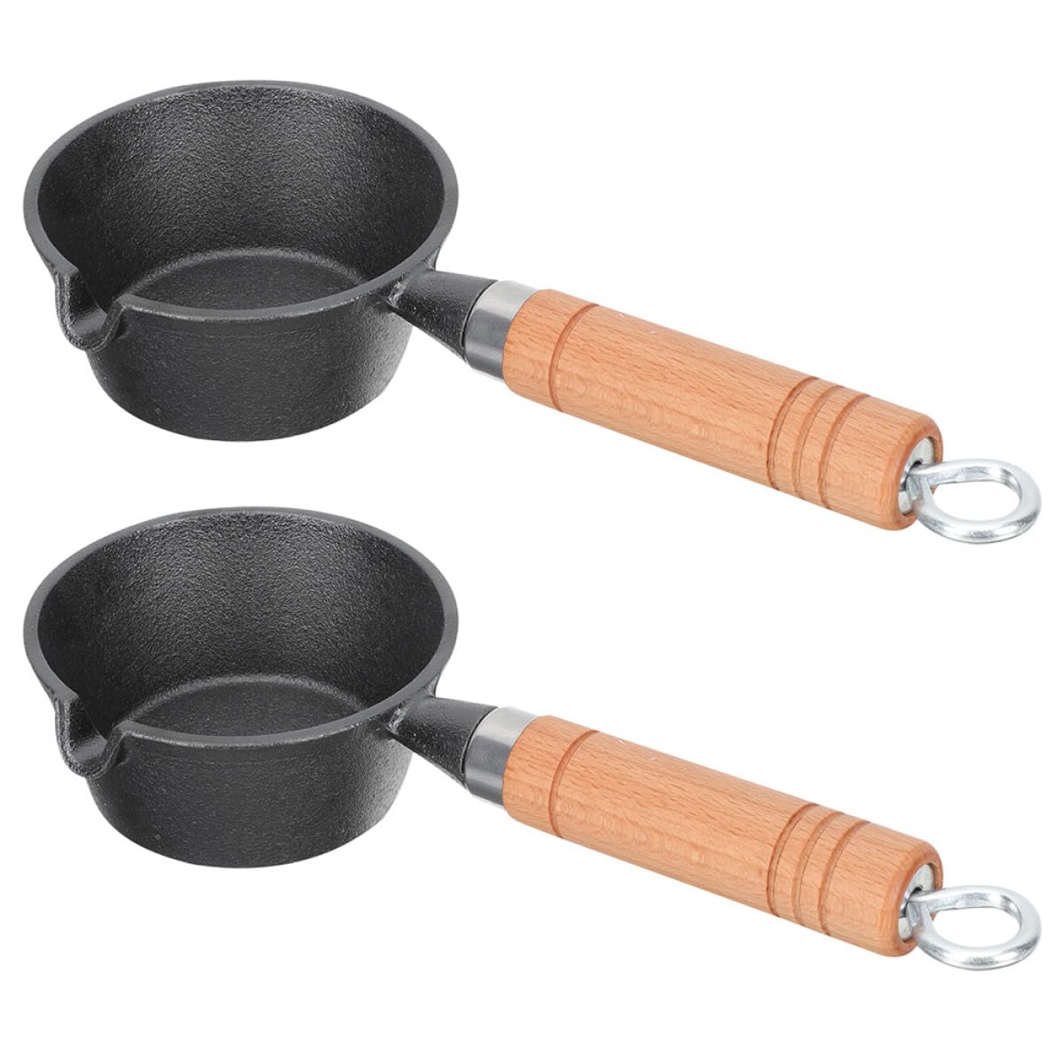 Beaupretty 2 Stück Kleiner Eisenbratpfannen aus Gusseisen mit Holzgriff zum Schmelzen von Butter und Kochen in Restaurants Robust und Hitzebeständig