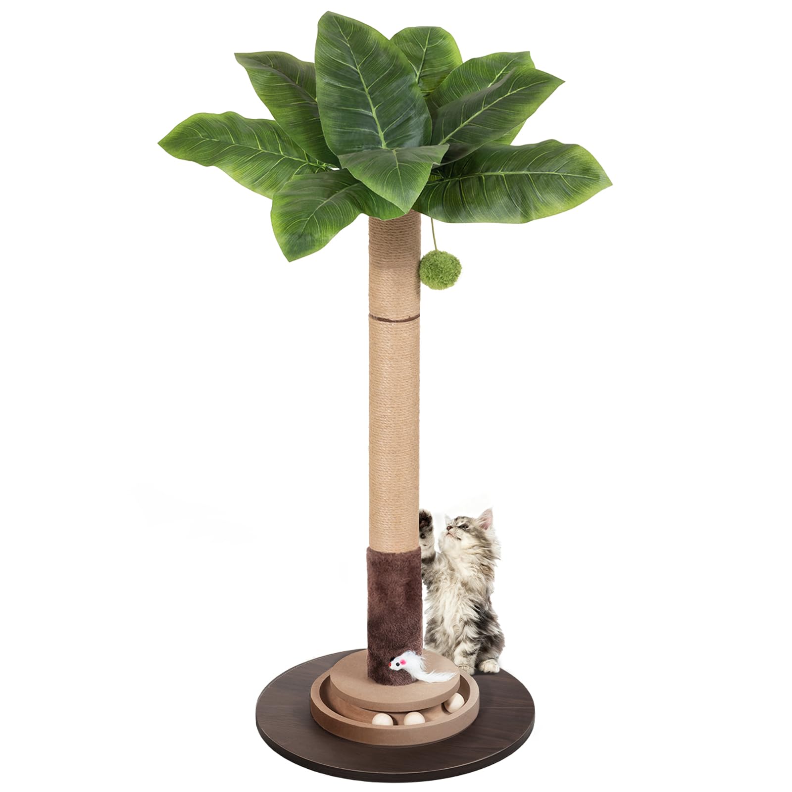 Photo 1 of Cat Scratching Post, 35 Inch Tall Cat Scratcher Cat Tree Tower with Hanging Ball for Indoor Cats Adults,Sisal Rope Kitten Scratch with Interactive Mouse Cat Toy