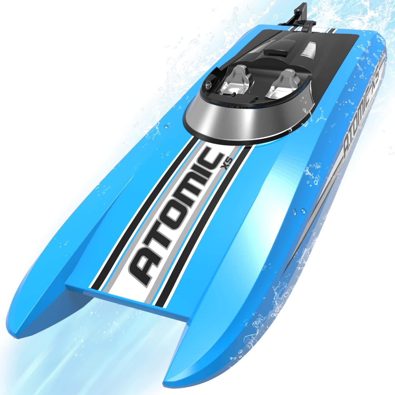 volantexrc Bateau Télécommandé, RC Bateau débutant, 2,4 GHz Haute Vitesse Bateaux avec Alarme de Batterie Faible pour Adultes (Atomic XS)