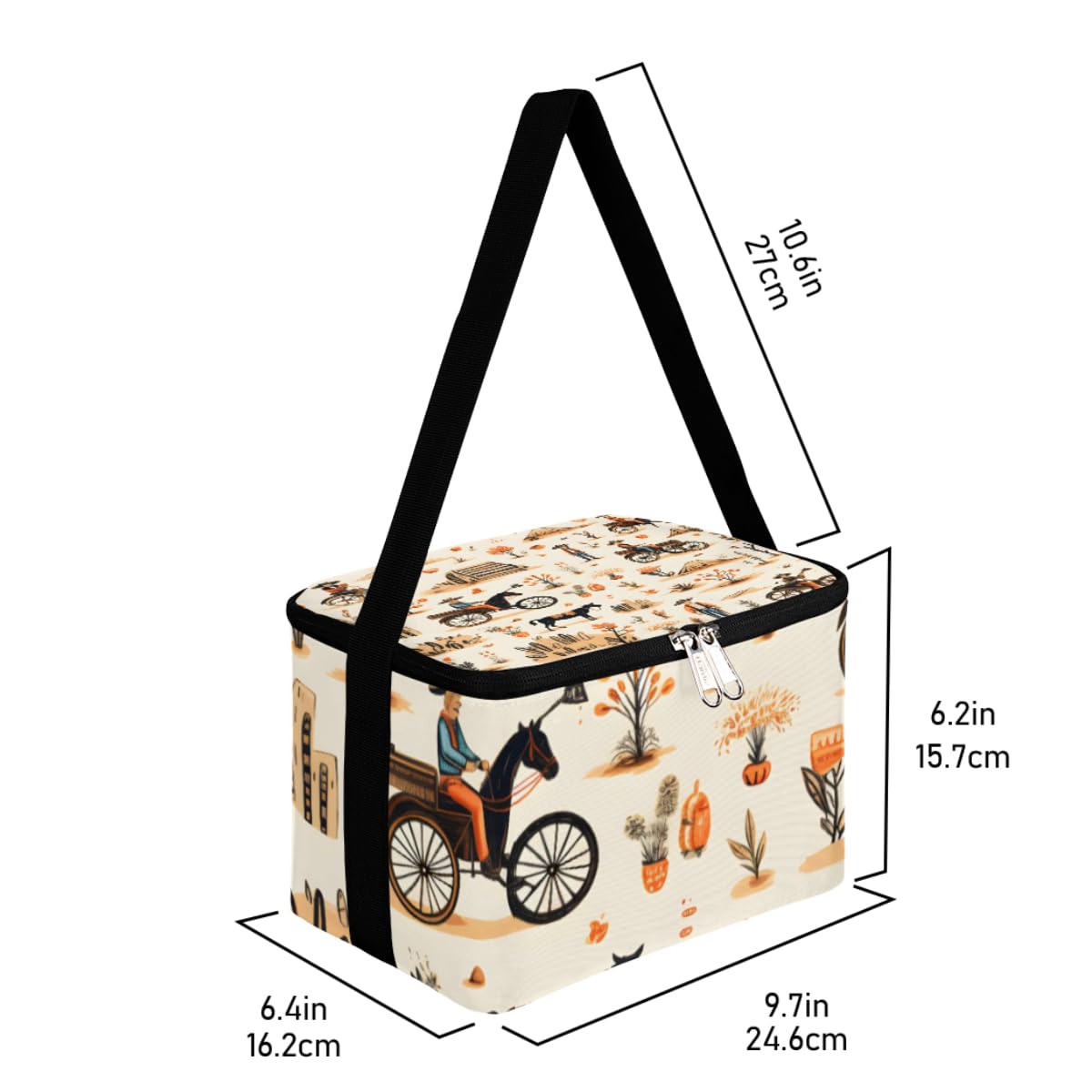 Lunch Bags for Women Men 9 Cans,Farmers Harvest Hot & Cold Food Delivery Bag Insulated Grocery Bag Insulated Lunch Box Farmland Cooler Bag for Office Work Picnic Beach