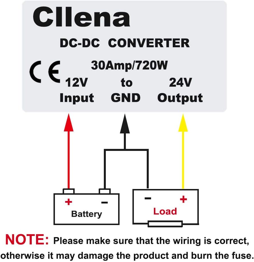 Cllena Waterproof DC/DC 12V to 24V Boost Converter 30A 720W Step Up Voltage Regulator Module Car Power Supply Voltage Transformer (Input 10V-16V)