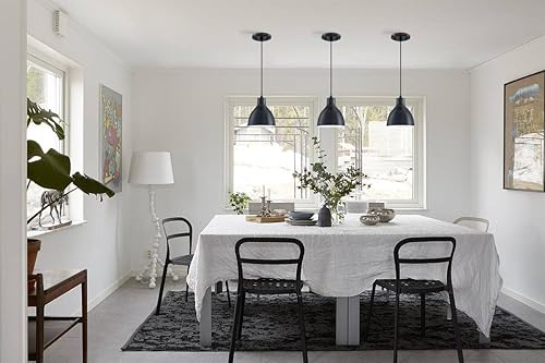 Miniatura 6 de Paquete de 3 lámparas de techo colgantes industriales para interiores, acabado negro, para bar, comedor, pasillo, sala de estar, isla de cocina
