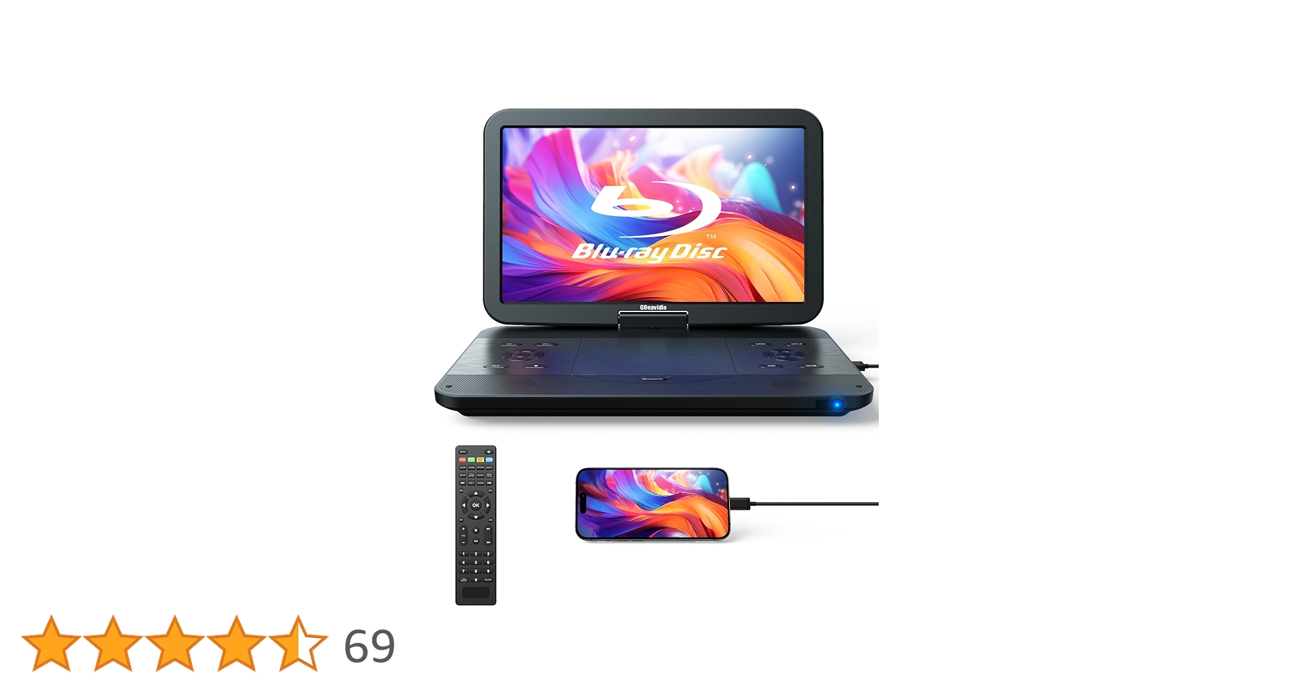 ポータブルブルーレイDVDプレーヤー、15.4インチスクリーン　大画面 Amazon.co.jp: 17.6インチポータブルブルーレイDVDプレーヤー