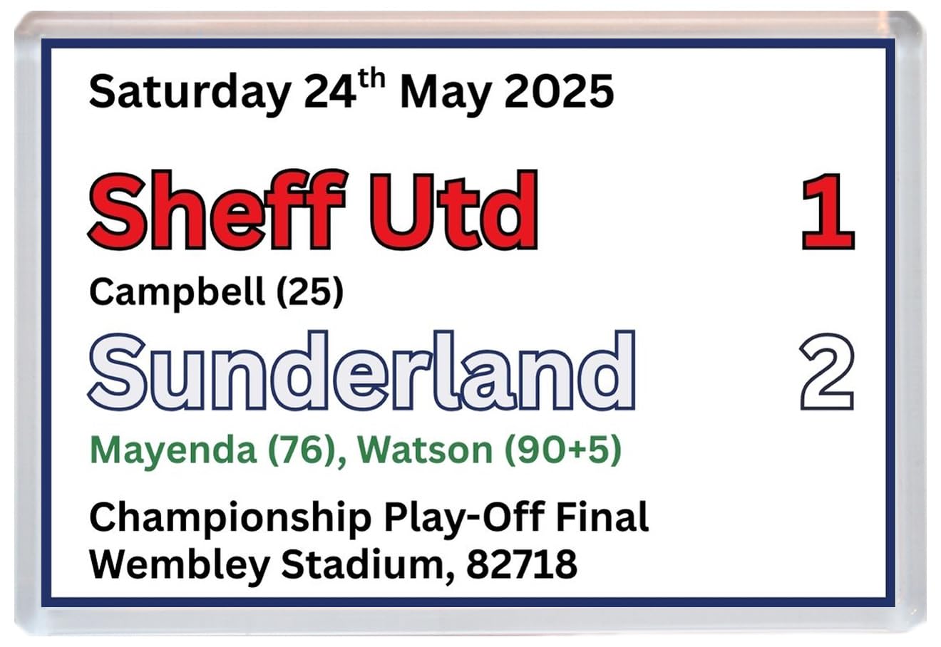 Baked Bean Store Multicolor Sunderland Play Off Final Scoreboard - Jumbo Fridge Magnet 96 X 67Mm