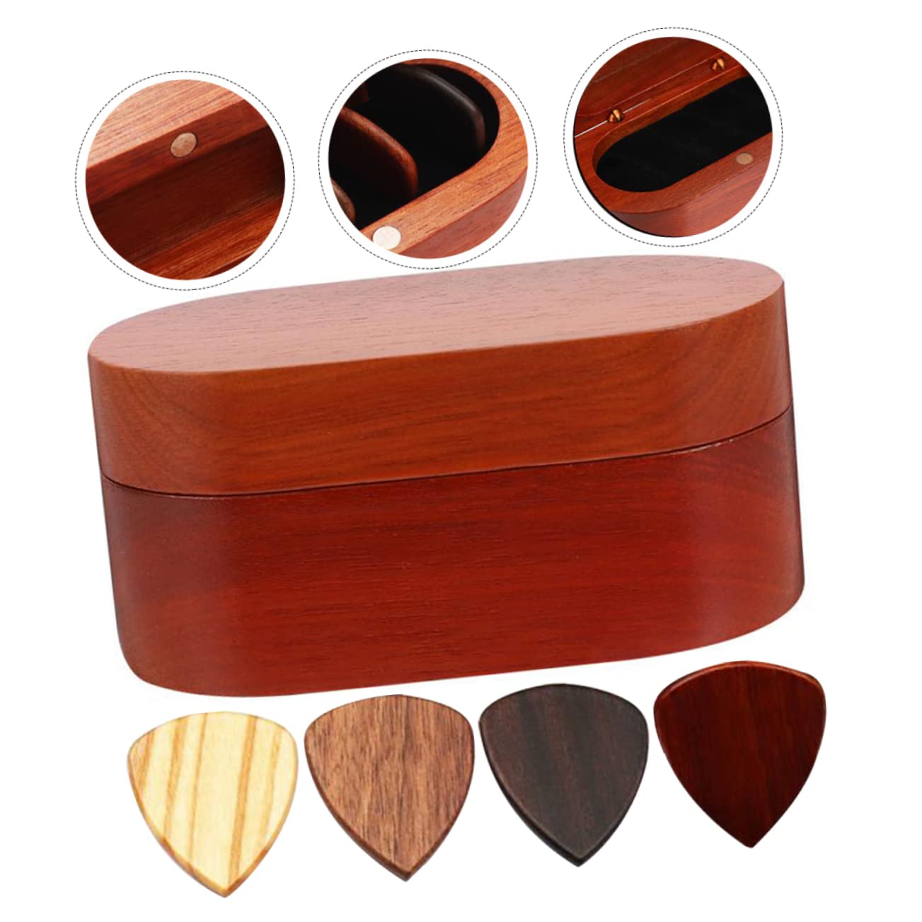 BESTonZON 3 Ensembles Rangement pour médiator Support de médiator pour Guitare étui en Bois pour médiator Boite Rangement Boite de Rangement étui pour médiators conteneur de médiator Ballade