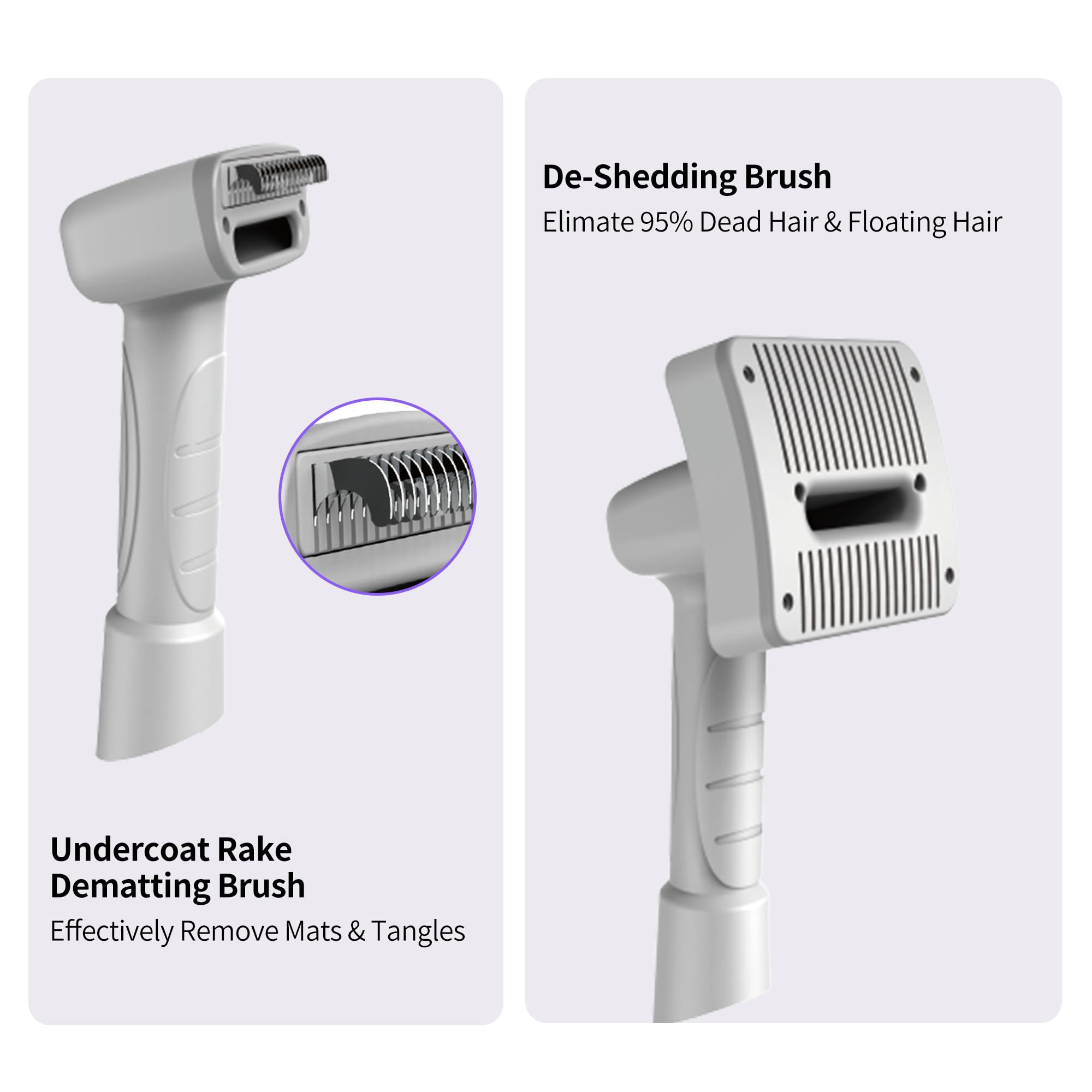 Hundepflege Vakuum Aufsatz Kit, Haustier Vakuum Bürste für Haarausfall Grooming mit Zupfbürste, Entfiltern Bürste und Enthaarungsbürste für Katze Hund Haarentferner