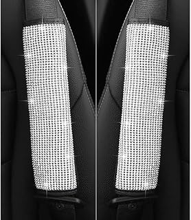 SACAR 2 Pack High Quality Universal Car Seat Belt Cover Bling Crystal Padded Bling Crystal Easy to Install Seat Belt Shoulder Pad