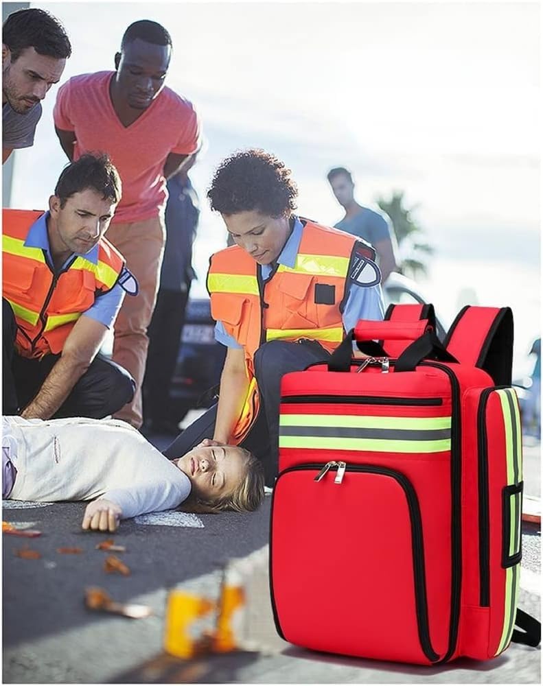 Kit de Primeros Auxilios Portátil auxilios vacía Bolsa de primeros auxilios de emergencia Bolsa de botiquín de primeros auxilios Mochila médica grande para viajes Camping Ciclismo Supervivencia al air