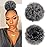 Yinmei Baibian Dark Grey Kinky Curly Afro Puff Drawstring Ponytail Short Afro Bun Extensions Synthetic Updo Hairpieces for Black Women(Ombre Grey)