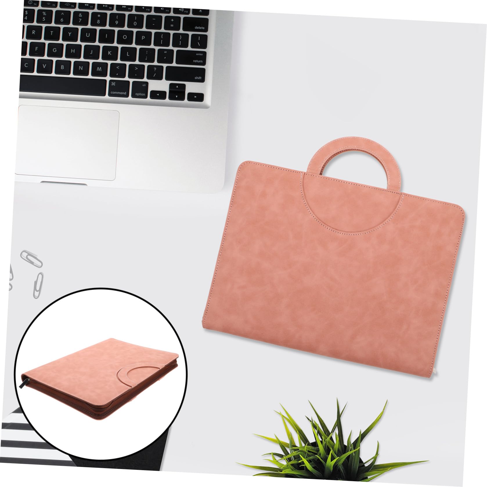 Organizzatore per Documenti A4 con Cerniera in Pu Rosa, Custodia Multifunzionale per Uso Quotidiano e Traslochi, Protegge Documenti da Usura per Professionisti e Famiglie