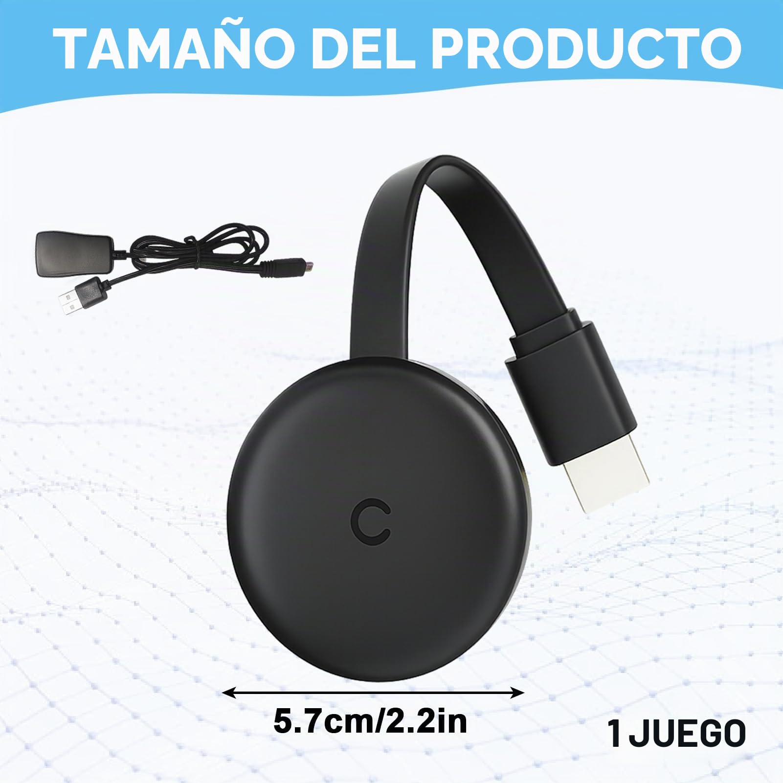 Chromecast - Dispositivo para TV, HDMI inalámbrico 3 en 1, Miracast Dongle, 2.4/5G, dongle WiFi de doble banda para TV, compatible con Airplay/Miracast/DLNA para Android/Windows/iOS/Mac OS, Plug and