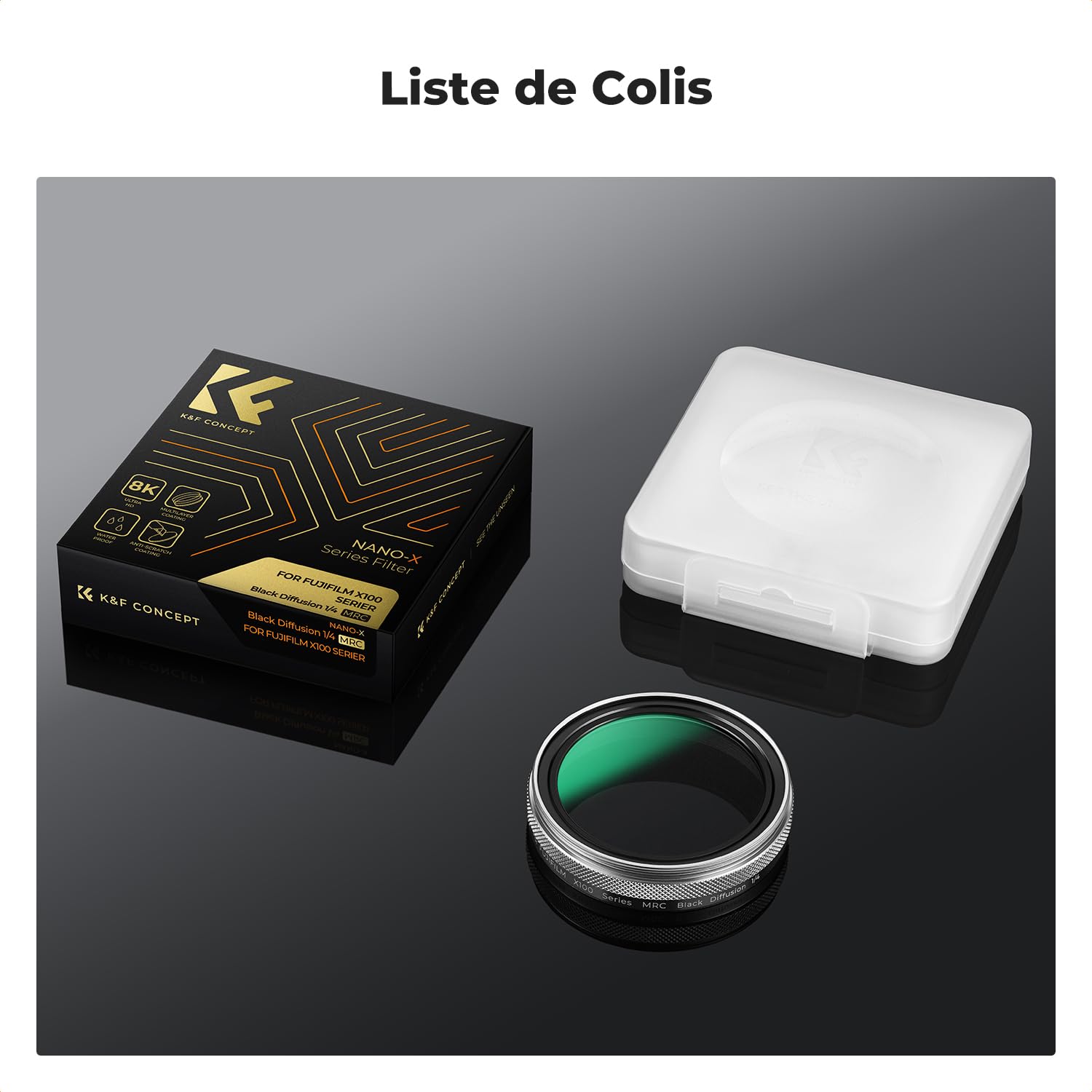 K&F CONCEPT Filtre Black-Mist 1/4 Diffusion Compatible avec Fujifilm X100/X100F/X100S/X100T/X100V/X100VI