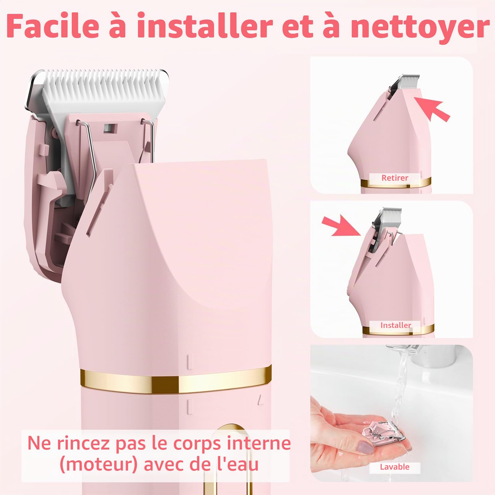 Rasoir Electrique Femme, 3 en 1 Tondeuse électrique Femme Rasoir, épilateur Facial Pour Femmes et Tondeuse Pour Poils du Nez Pour Femmes, Jambes, Bras et Nez