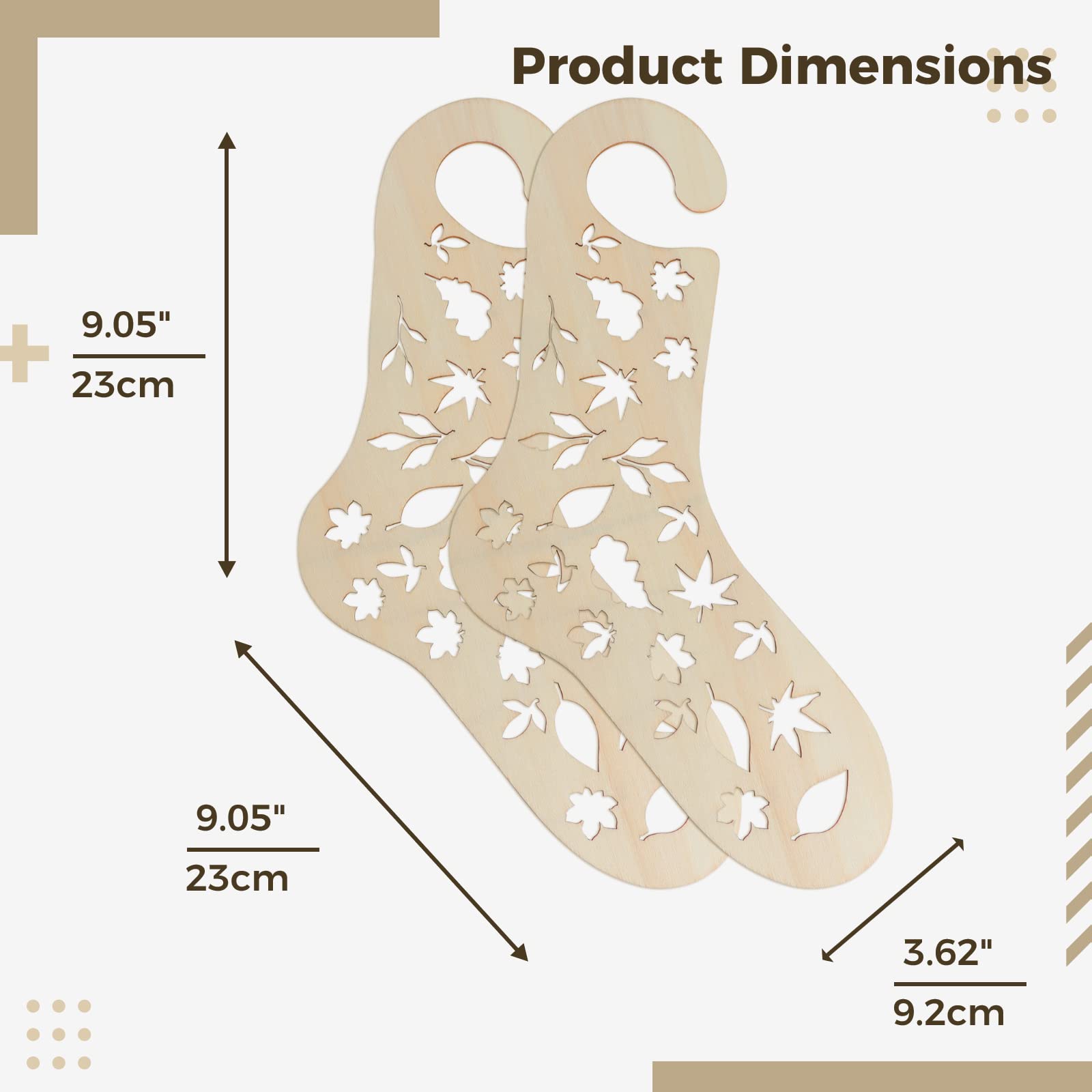 16-teiliges Socken-Strick-Set Aus Holz – 8 Größen Strumpfblocker/Formen, Khaki